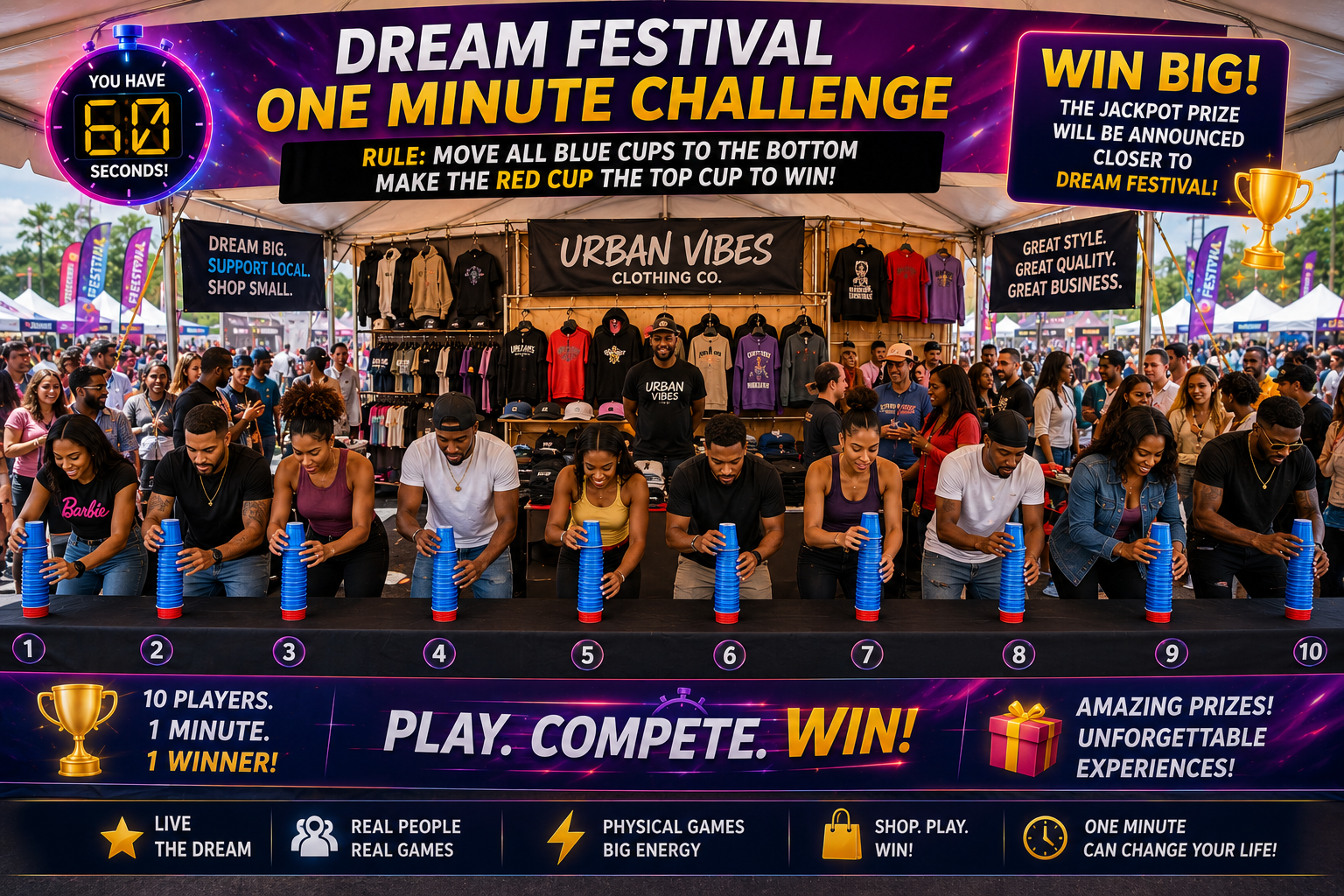 Dream Festival one minute cup challenge game