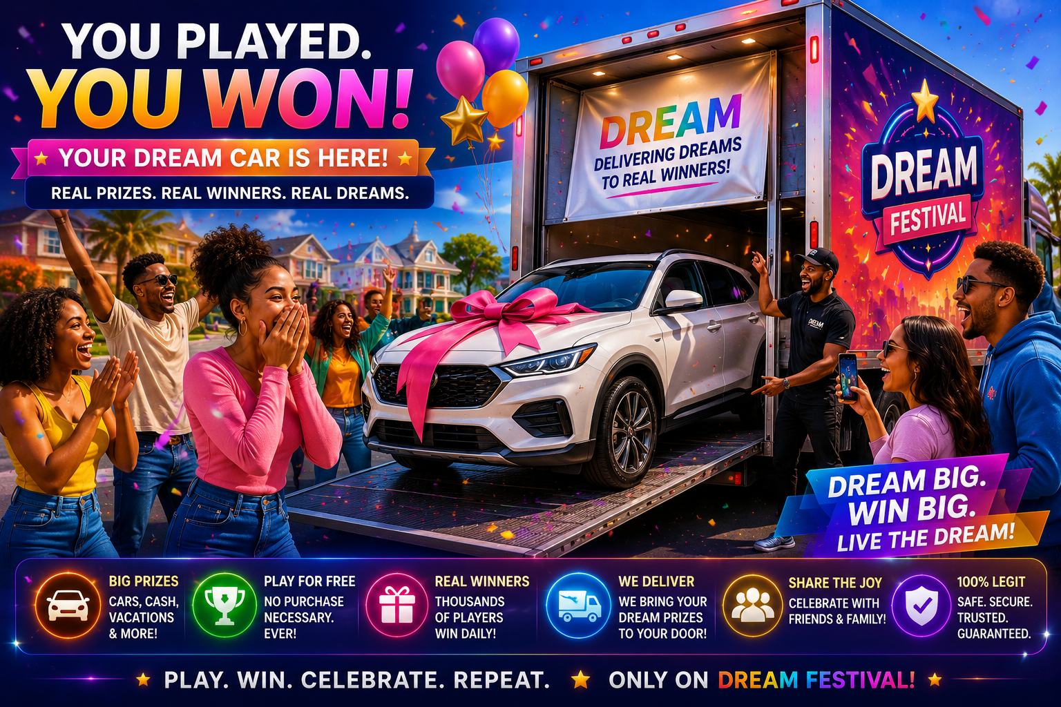 Dream winner receiving prize delivery
