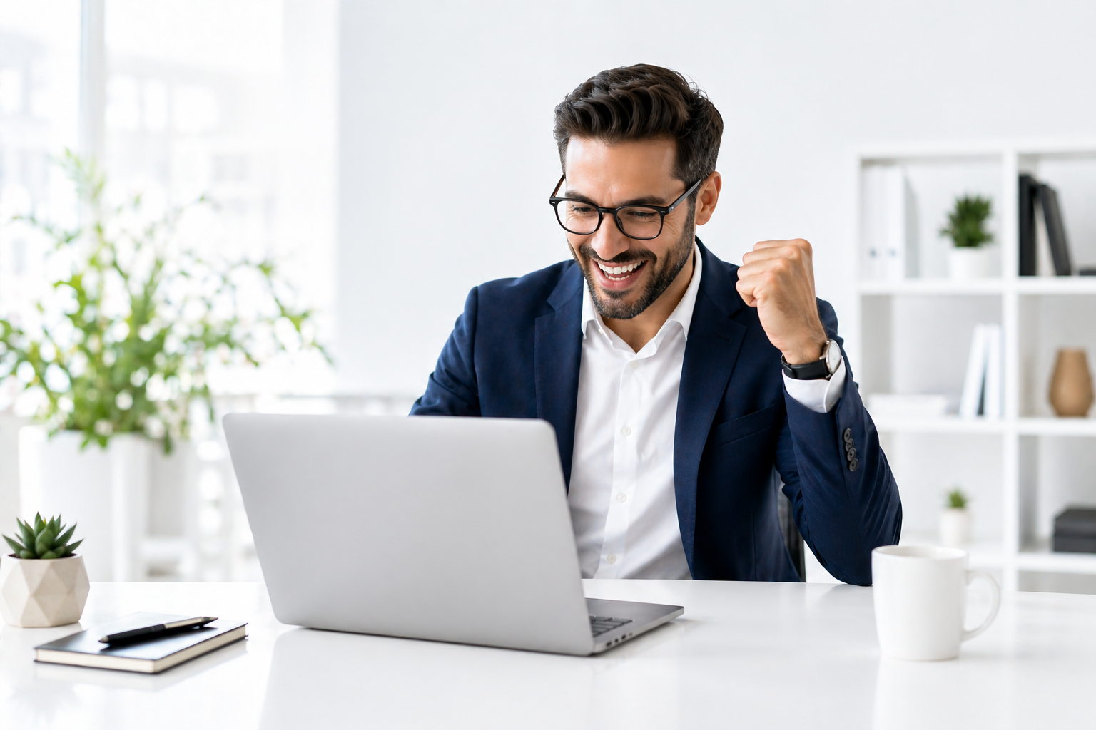 Business owner reviewing growth analytics
